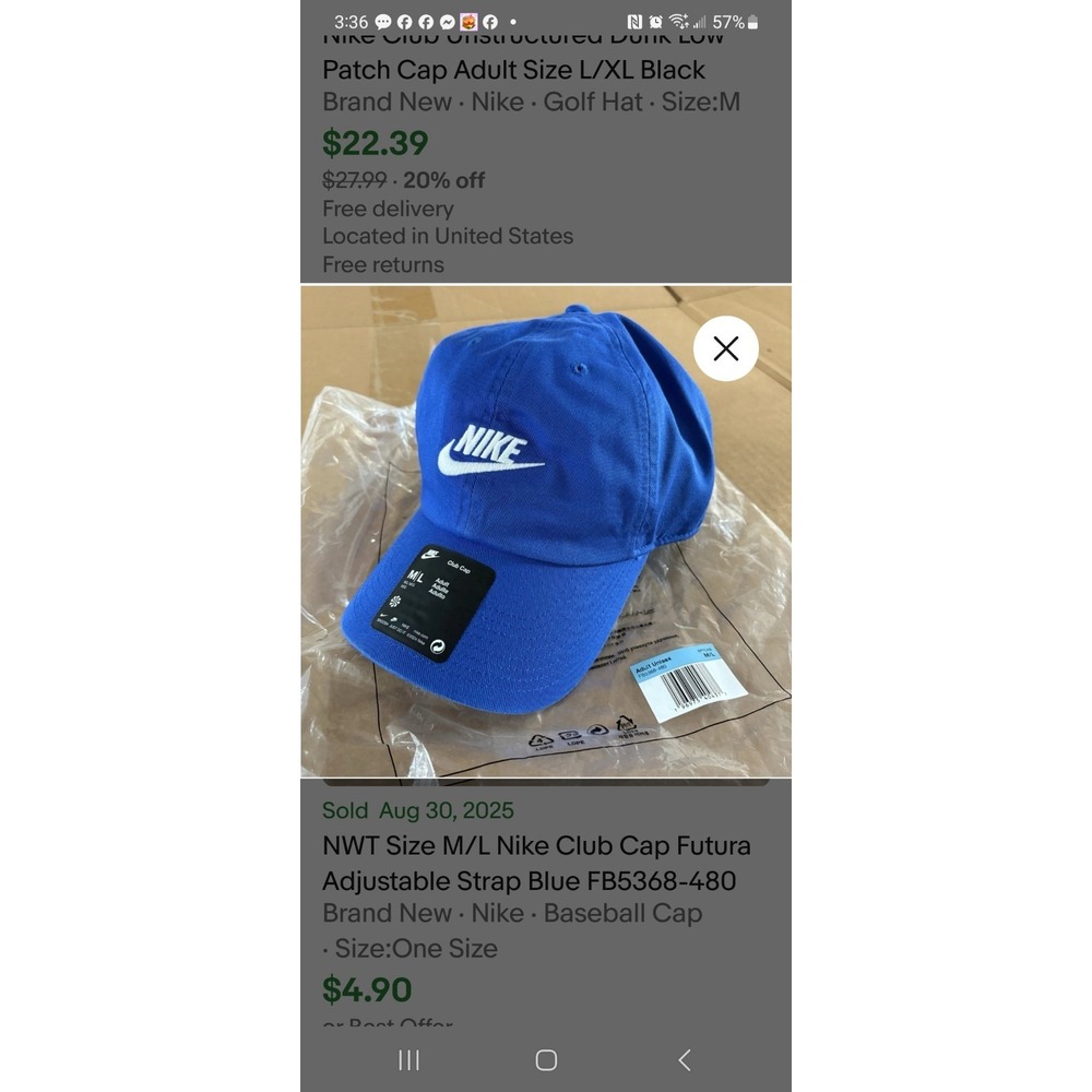 NWT Unisex Nike Club Cap Unstructured Futura Royal Blue Hat ‎ M/L